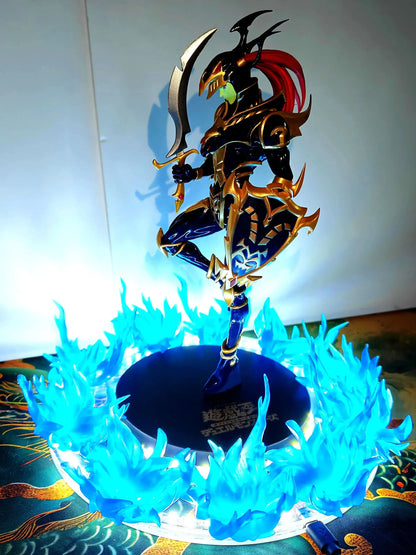 Anime Yu-Gi-Oh! Official Card Black Luster Soldier Blue Fire Led Effect Action Figure Toy DIY Lamp PVC Model Animation Figurine