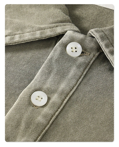 ZODF Summer Men Batik Washed 275gsm Cotton T Shirt Unisex Retro Turn Down Collar Short Sleeve T-shirts Tees HY0533