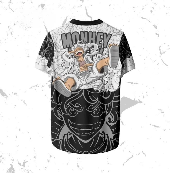 Jersey One Piece MONKEY D LUFFY Anime Korean Style Kpop Baseball Hockey T-shirt Fashion Streetwear Anime Daily Unisex Tops Tees