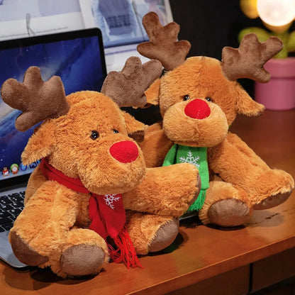 30CM Christmas Reindeer Scarf Plush Stuffed Doll Toy Home Sofa Decoration Gifts For Children New Year Decor Christmas Festive