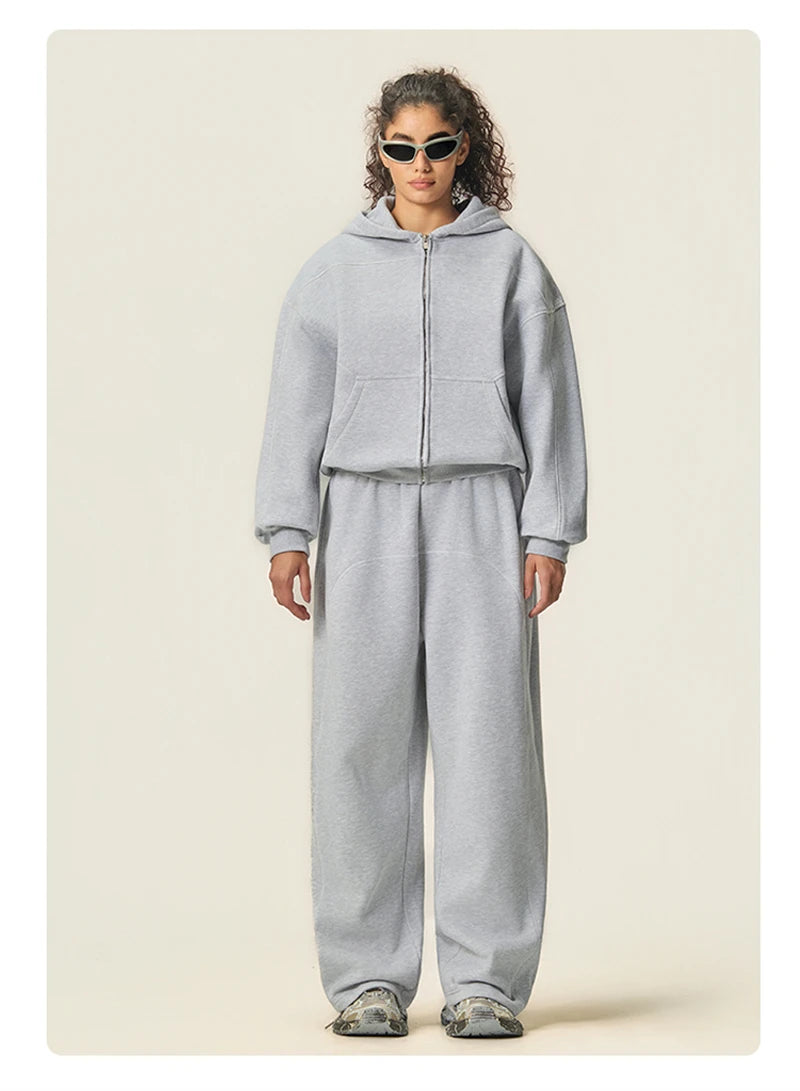 ZODF New Winter 350gsm Man Fleece Boxy Fit Zipper Hoodie Unisex Hip Hop Solid Warm Hooded Coat Brand Jackets HY0034