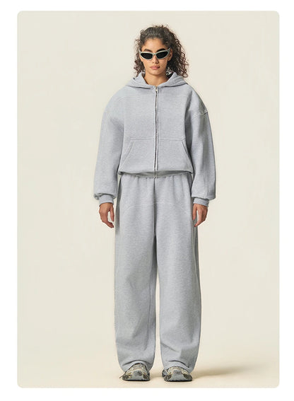 ZODF New Winter 350gsm Man Fleece Boxy Fit Zipper Hoodie Unisex Hip Hop Solid Warm Hooded Coat Brand Jackets HY0034