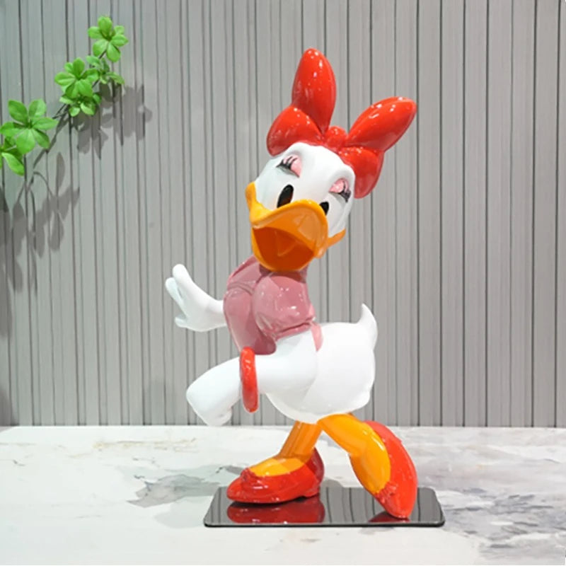 Disney Anime Figuras Donald Duck Daisy Statue Cartoon Cute Resin Model Crafts Desktop Decor Disney Toys for Kids Sculpture Gift