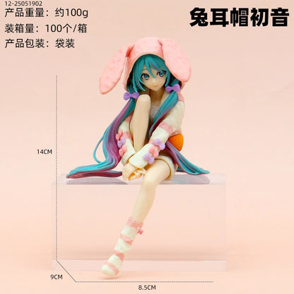 15CM Anime HATSUNE MIKU Figure Noodle Stopper Figure Rabbit Ear Pajamas Model Toy Japanese Dolls Aciton Figure Collection Gift