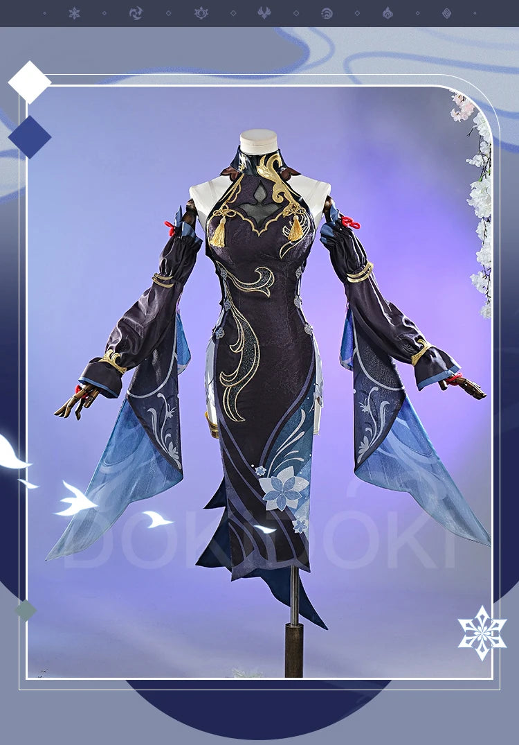 Shenhe Cosplay Costume Game Genshin Impact【XS-3XL】DokiDoki-N Shen He Skin Frostflower Dew Costume Lantern Rite Cosplay Plus Size