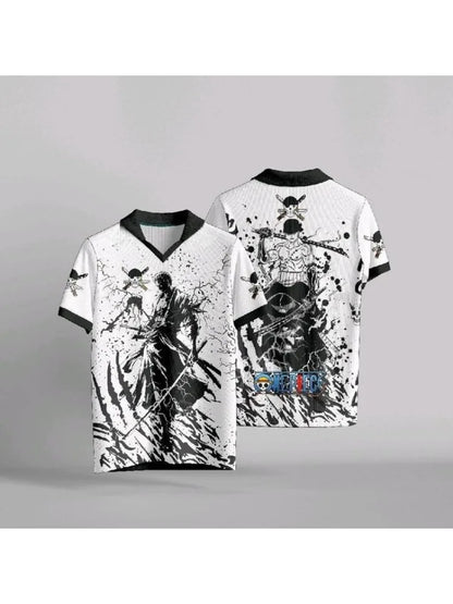 One Piece Zoro Anime Anime Y2k Korean Style Baseball Hockey T-shirt Retro Jersey Fashion Streetwear Anime Daily Unisex Tops Tees