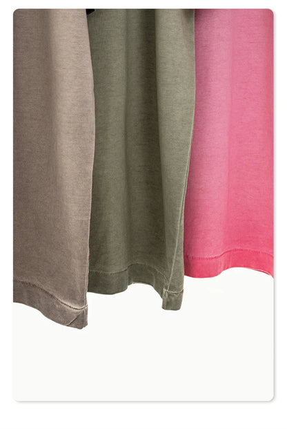 ZODF 2025 Summer Washed 275gsm Solid Cotton T-shirt For Men Unisex Oversized Short Sleeve T Shits Brand Tops HY0981