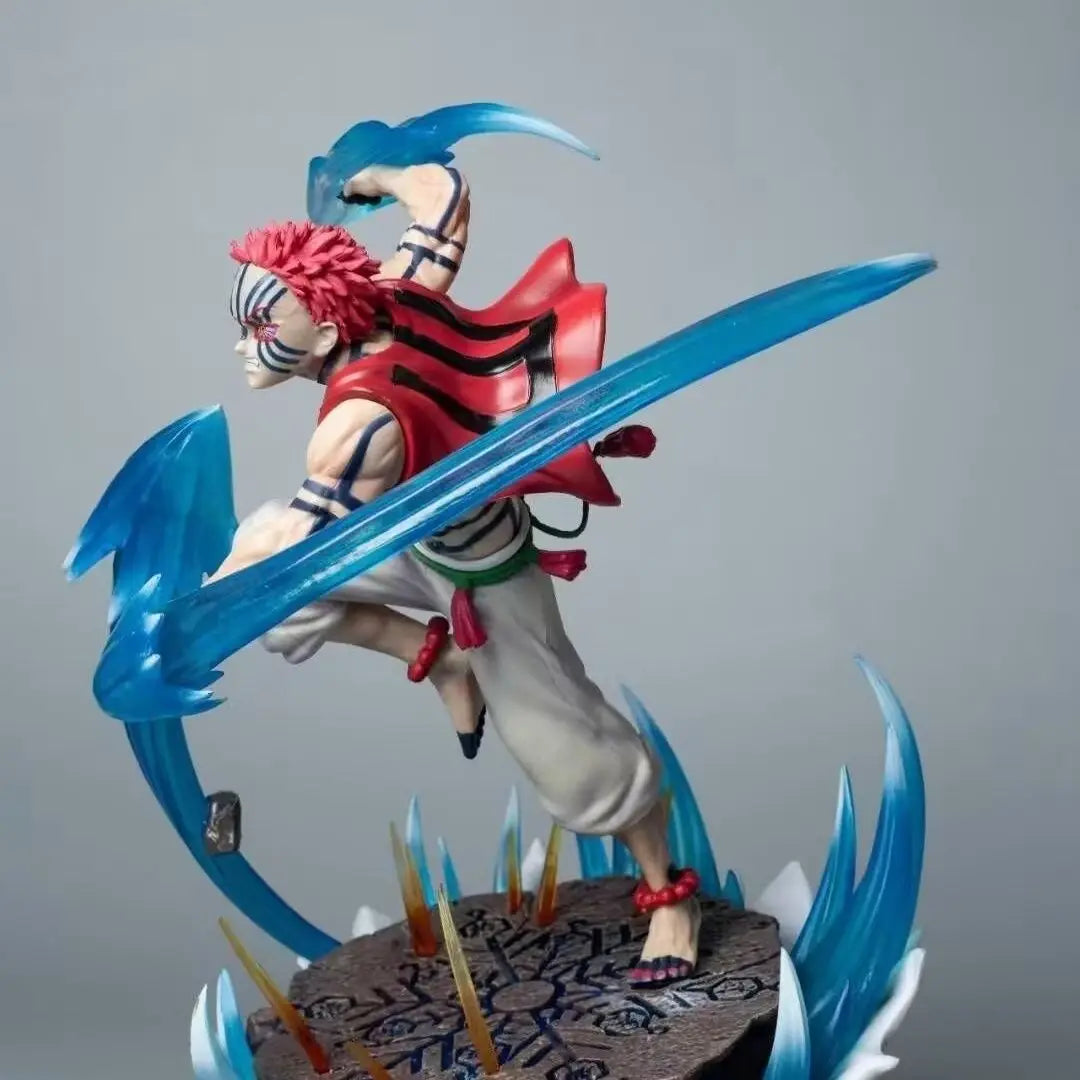 Demon Slayer Anime Agatsuma Zenitsu Figure Akaza Hakuji Figurine With Light Gk Statue Model Collection Room Decora Desk Toy Gift