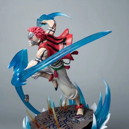 Demon Slayer Anime Agatsuma Zenitsu Figure Akaza Hakuji Figurine With Light Gk Statue Model Collection Room Decora Desk Toy Gift