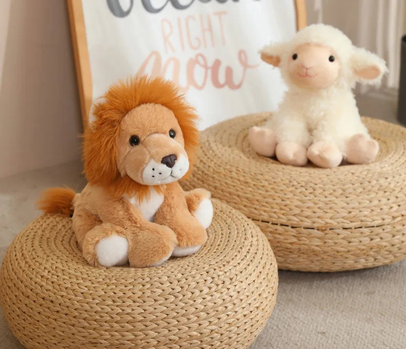 Cute Plush Animal Toys Set Panda Bear Fox Raccoon Elephant Giraffe Frog Soft Stuffed Dolls for Kids Sleep Appliance Baby Gift