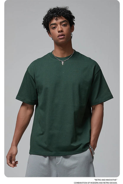 ZODF New Spring Summer Men 305gsm Cotton T Shirts Unisex Heavy Weight Oversized FG Noshrink Basic Solid T-Shirt Tees HY0165