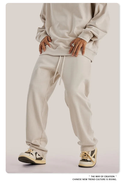 ZODF New 2025 Autumn Men's 445GSM Sweatpants Unisex High Street Soft Knitted Straight Pants Brand Streetwears Tracksuits HY0382