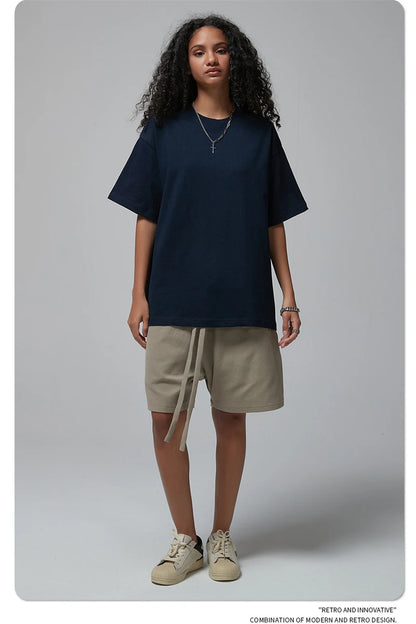 ZODF New Spring Summer Men 305gsm Cotton T Shirts Unisex Heavy Weight Oversized FG Noshrink Basic Solid T-Shirt Tees HY0165