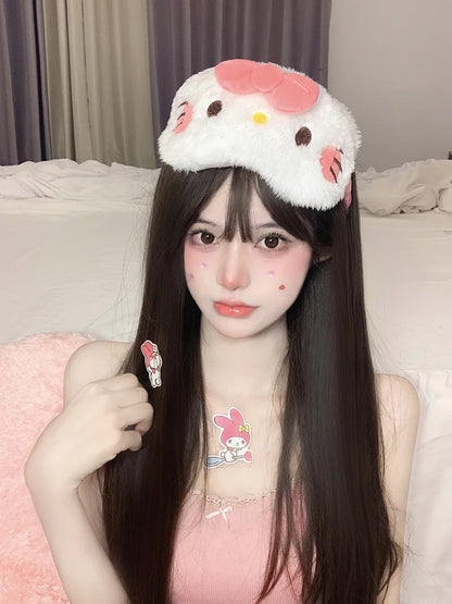 New Kawaii Sanrio Cinnamoroll Plush Eye Mask Anime Cinnamoroll Blackout Eye Mask Lunch Break Sleep Ladies Eye Protection