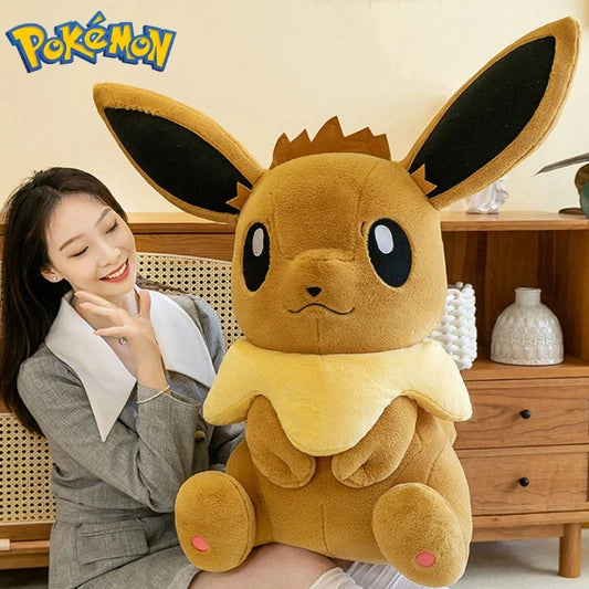 50/60/75CM Pokemon Eevee Plushies Cartoon Anime Kawaii Big Size Ornament Peluche Children Toy Stuffed Comfortable Soft Doll Gift