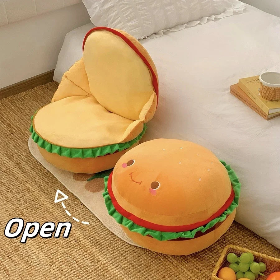 Comfortable Hamburger Seat Cushion Chair Sofa Back Cushion Thickened Sitting Cushion Floor Throw Pillow Room Decor Non-slip
