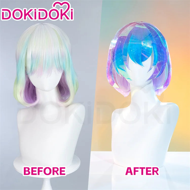 IN STOCK Diamond Wig Anime Land of the Lustrous DokiDoki Women 32cm Short Rainbow Gradient Heat Resistant Hair Free Wig Cap