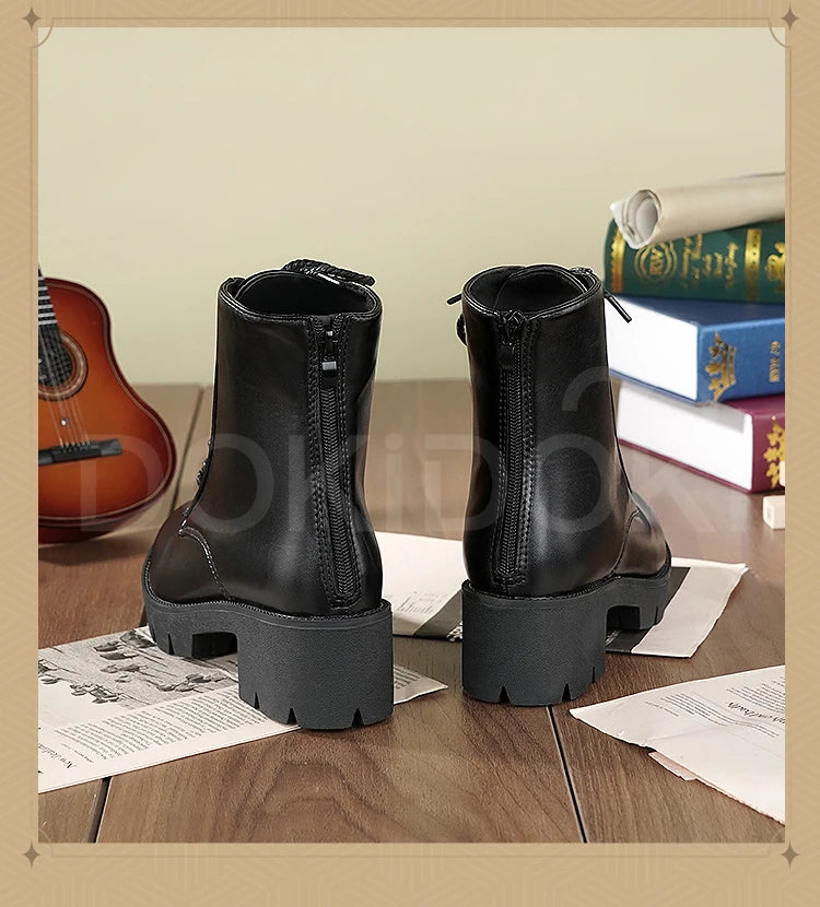 Women Men Cosplay Shoes Daily Boots DokiDoki Black 5cm Flat Bottom Shoes Cosplay Props