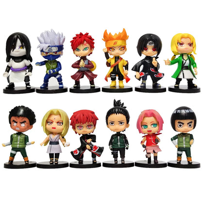 New 12pcs/set Anime Figure Naruto Shippuden Hinata Sasuke Itachi Kakashi Gaara Action Figure Q Version PVC Figures Toys  Gift