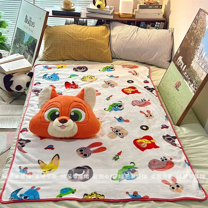 Cartoon Animal Zootopia Cushion Blanket Comfortable Soft Bed Back Cushion Nick Judy Fox Rabbit Leopard Cushion Blanket Car Gift