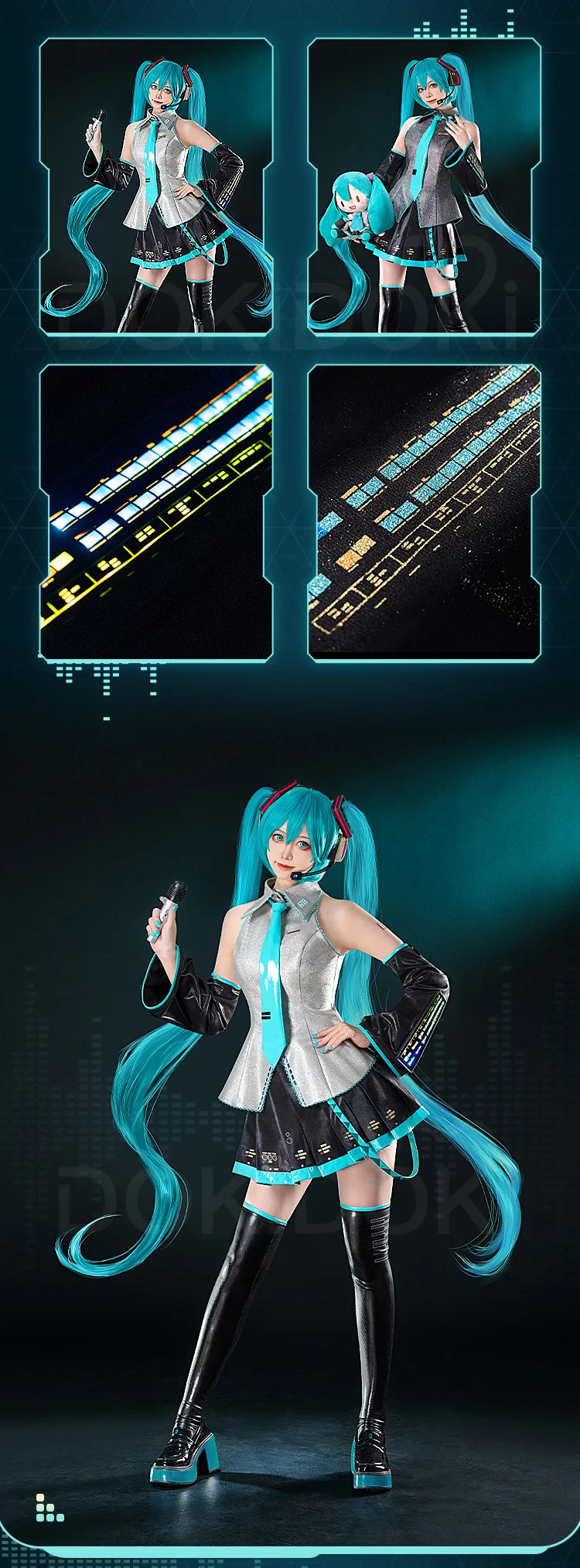 IN STOCK MIKUU Cosplay Costume Game Cosplay 【S-2XL】DokiDoki-R Mikku Cosplay Women Cute Costume MIKUU LED Costume Plus Size