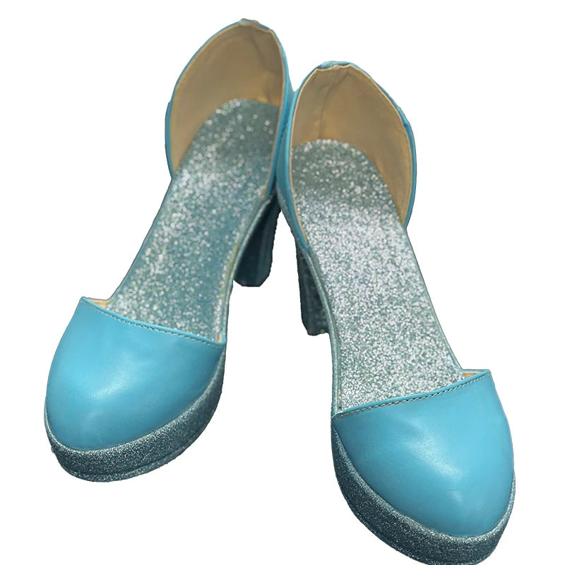 UWOWO Bloomm S4 Cosplay Shoes Fairy Wings Cosplay Shoes High Steel Blue Shiny Shoes