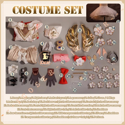 iCoser Honkai Star Rail Tribbie Cosplay Costume Wig Dress Uniform Headwear Wings Carnival Halloween Party for Women Girls Props