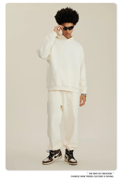 ZODF New Winter 440gsm Terry Hooded Hoodies For Men Retro Unisex Couple Loose Oversized Solid Pullovers Streetwears HY0664