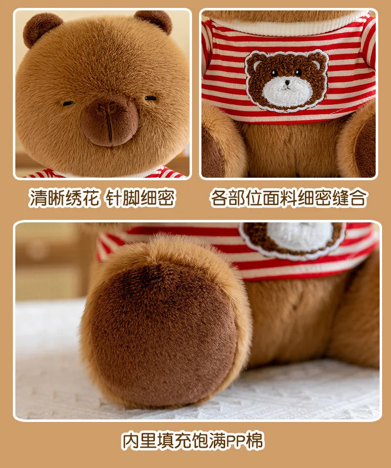 New black striped hoodie dolphin plush toy dress up Capibala sofa decoration room children's birthday Christmas surprise gift