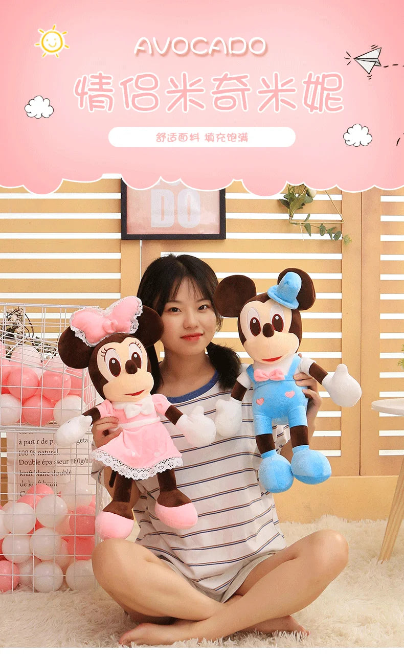 Disney 110cm Kawaii Mickey & Minnie Plush Pillow Set - Wedding Dress Stuffed Animals Soft Hugging Toy for Girls Gift Room Decor