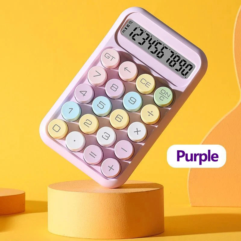 Keyboard Calculator Office 10-digit Mechanical Buttons Calculator Cute Candy Color School Supplies Students/Finance Stationery
