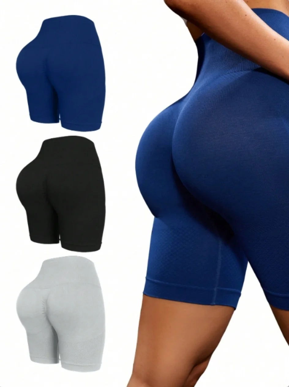 High Waisted Tight Fitting Sports Shorts for Women – Elastic Breathable Moisture-Wicking Yoga and Running Pants