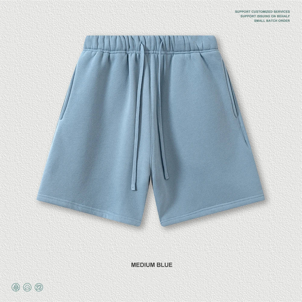 ZODF Trendy 2025 Autumn Winter Men Warm Soft Fleece Shorts Unisex Casual Hip Hop 345gsm Solid Shorts Brand Bottoms HY1173