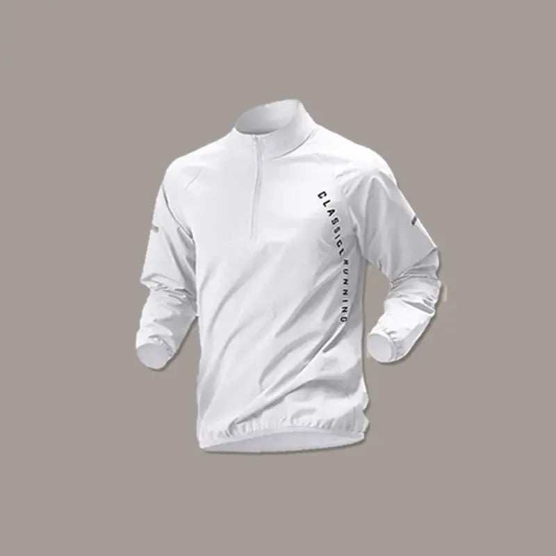 Men’s Quick-Dry Autumn Long-Sleeve Zipper Sports Set for Running Cycling Gym and Training - White Top / XXL
