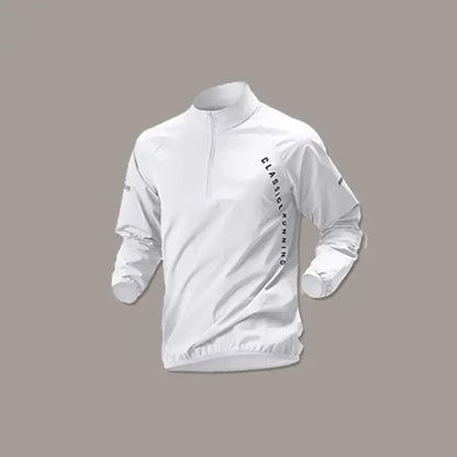Men’s Quick-Dry Autumn Long-Sleeve Zipper Sports Set for Running Cycling Gym and Training - White Top / XXL