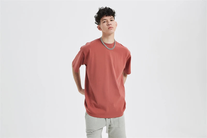 ZODF Fashion Spring Summer Washed Solid T Shirts For Men Loose Unisex 310gsm Cotton Heavy Weight T-Shirt Brand Tops HY0064