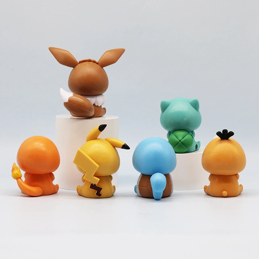 6Pcs/Set Q Version Crayon Shin-chan Anime Figure Shin-chan COS Pokémon Pikachu Action Figure Room Decorations PVC Collection Toy