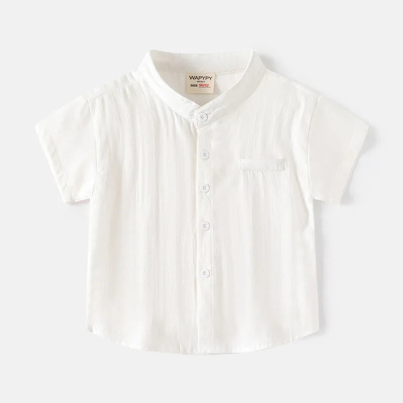 Soft Boys Shirts Summer Cotton Shirt 2 to 3 4 5 6 7 Years Kids Shirts Basic White Shirt Blue Casual Shirts Children's Clothing