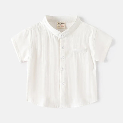Soft Boys Shirts Summer Cotton Shirt 2 to 3 4 5 6 7 Years Kids Shirts Basic White Shirt Blue Casual Shirts Children's Clothing