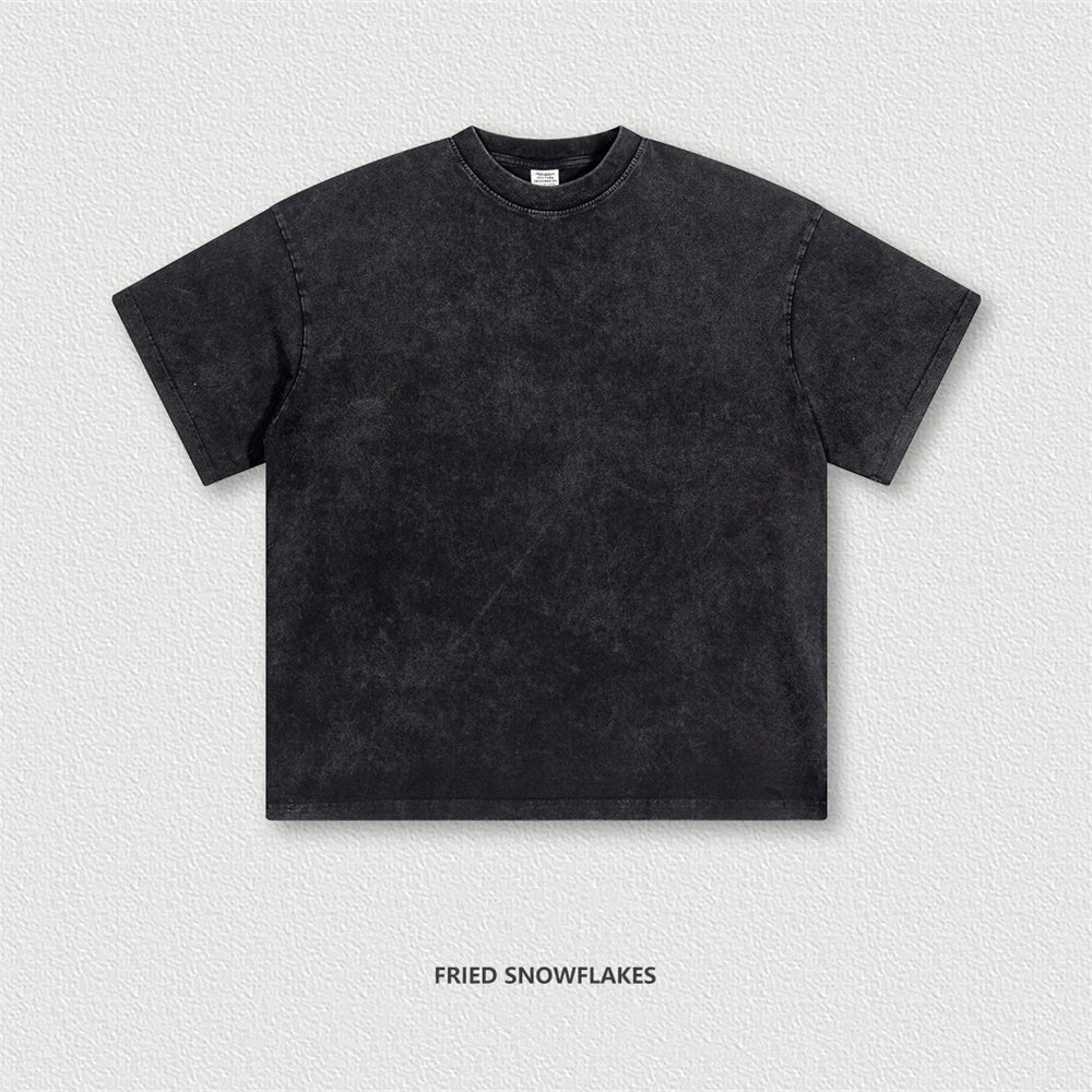 ZODF 2024 Summer Men 200gsm Washed Cotton Solid T Shirts Loose Unisex Male Casual Basic Comfortable T-Shirt Brand Tees HY0254