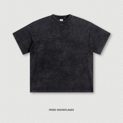 ZODF 2024 Summer Men 200gsm Washed Cotton Solid T Shirts Loose Unisex Male Casual Basic Comfortable T-Shirt Brand Tees HY0254