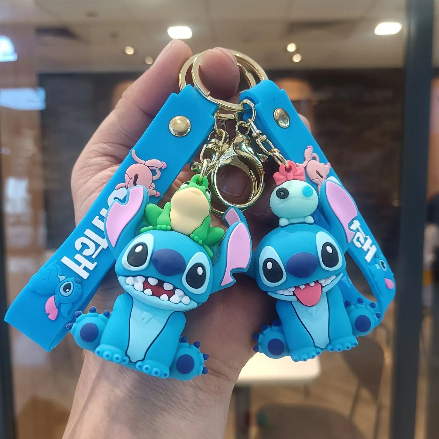 Anime Disney Keychain Cartoon Mickey Mouse Minnie Lilo & Stitch Cute Doll Keyring Ornament Key Chain Pendant Kids Toys Gift
