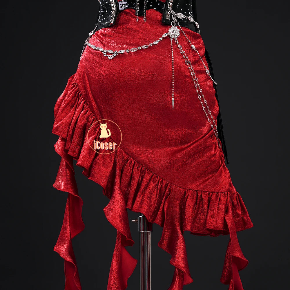 Love and Deepspace MC Cosplay Costume Midnight Waltz Red Dress Heroines New Skin Outfit Sylus Halloween Party for Women Girls