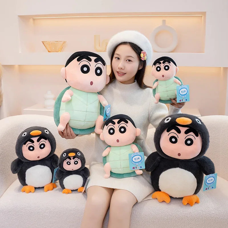 40cm Penguins Crayon Shin Chan Plush Toy Kawaii Tortoise Shin Chan Plushies Soothing Doll Cartoon Japanese Style Doll Gifts Gir