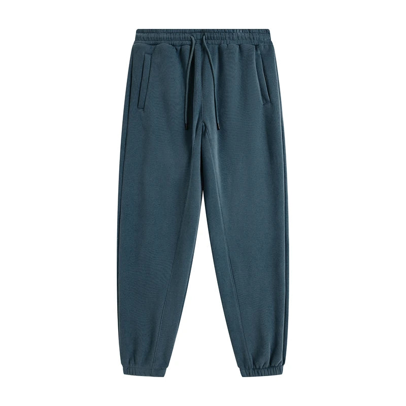 ZODF Unisex 345gsm Fleece Sweatpants Loose Fit Retro Hip Hop Winter Joggers HY0005 - Blue Green / M / China Mainland