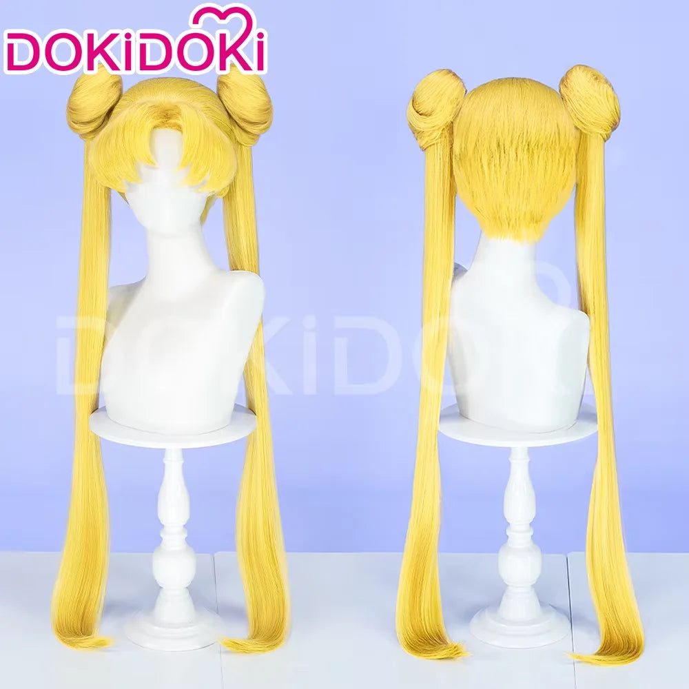 IN STOCK Chibii Usaa Tsukinoo Usagii Kinoo Makotoo Kaiouu Michiruu Wig Anime DokiDoki Cute Ponytail Hair Free Cap