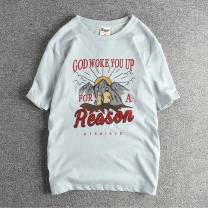 Summer New American Retro Short-sleeved O-neck Letter Printed T-shirt Men's Fashion Simple 100% Cotton Washed Casual Sport Tops