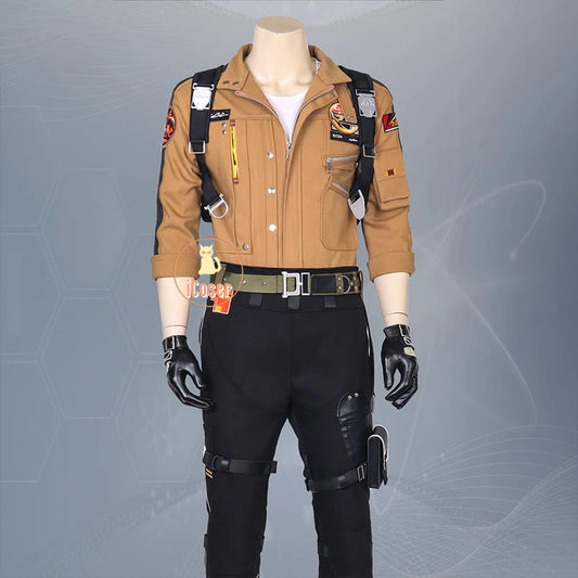 iCoser Love and Deepspace Caleb Cosplay Costume Wig Brown Flying Jacket Supersonic Uniforms Carnival Halloween Party Women Men