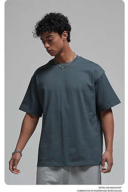 ZODF New Spring Summer Men 305gsm Cotton T Shirts Unisex Heavy Weight Oversized FG Noshrink Basic Solid T-Shirt Tees HY0165
