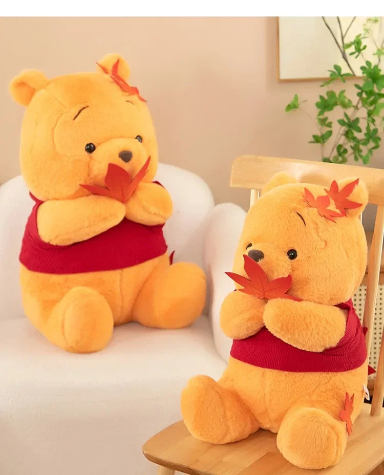 70cm Big Size Disney Pooh Bear Maple Leaf Anime Plush Stuffed Doll Room Plushies Pillow Cute Ornaments Children's Holiday Gifts